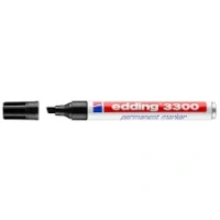 Image of edding 3300 permanent marker black box of 10 chisel tip 1 5 mm quick drying markers waterproof, smudge proof for cardboard, plastic, wood, metal, fabric pens