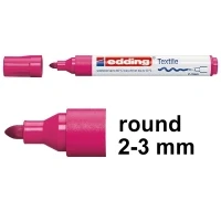 Image of edding 4500 textile marker carmine red box of 10 round nib 2 3 mm permanent fabric markers for drawing on textiles, wash resistant up to 60 C pens lettering