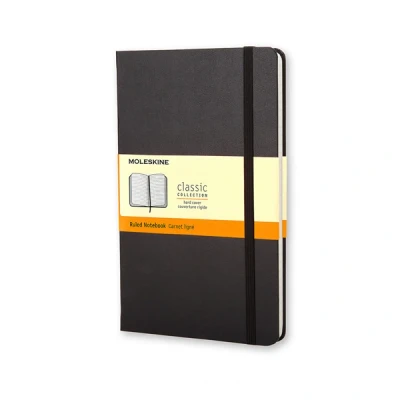 Image of Moleskine Pocket Hardcover Ruled Notebook Black: Size. Liniert. Mit Falttasche für Notizen. Gummiband Verschluß