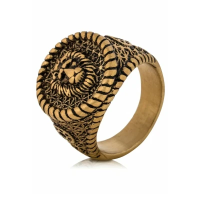 Image of Akitsune Imperator Ring goldcoloured, Men&#039;s, Size: 65, Gold coloured