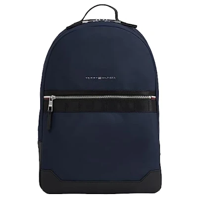 Image of Tommy Hilfiger Men&#039;s Th Elevated Nylon Backpack Am0am11573, One Size, Blue (Space Blue), Size