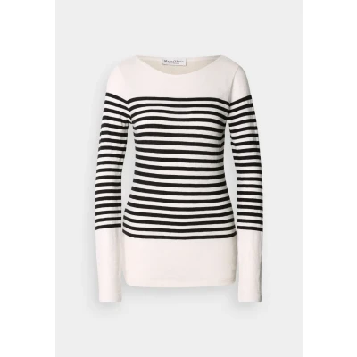 Image of Marc O&#039;Polo Long Sleeve BOAT NECK Striped sleeved top, Women&#039;s, Size: XXS, White/black