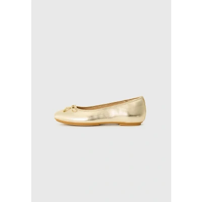 Image of Fitflop Women&#039;s Delicato Bow Soft Metallic Leather Ballet Flats, Platino, 6 UK Narrow