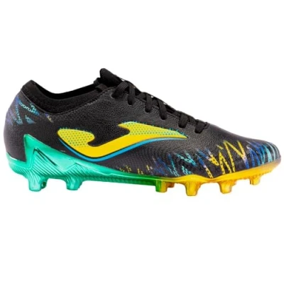 Image of Joma Striker Moulded stud football boots, Men&#039;s, Size: 7, Black/yellow/mint Imitation leather/ textile