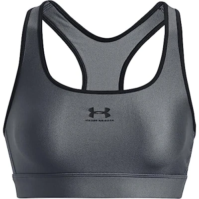 Image of Under Armour UA HG MID Padless Medium support sports bra, Women&#039;s, Size: XS, Pitch gray/black