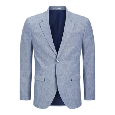 Image of JACK &amp; JONES Men&#039;s Jprriviera Linen Blazer Slim Fit Sn, Nautical Blue, 44