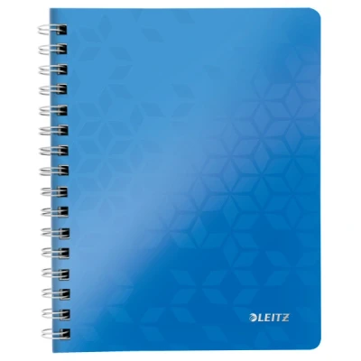 Image of Leitz 41390031 A5 Flexible Cover Notebook, Blue (Wire Bound, 80 Sheets, Ruled, 90 gsm Ivory Paper, Wow Range), Pack of 1