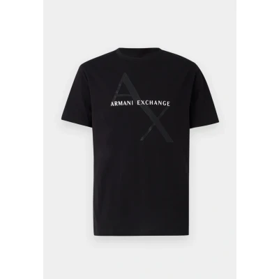 Image of Armani Exchange Men&#039;s Classic Cotton Logo Tee T Shirt, Black (Black 1200), L