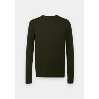 Image of SELECTED HOMME Men&#039;s Slhdane Ls Knit Structure Crew Neck Noos Jumper, Forest Night, S