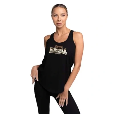 Image of Lonsdale Singlet Lismoyny Top, Women&#039;s, Size: Medium, Black gold