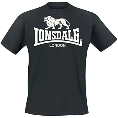 Image of Lonsdale Normale Passform LOGO Print Tshirt, Men&#039;s, Size: 4XL, Red black