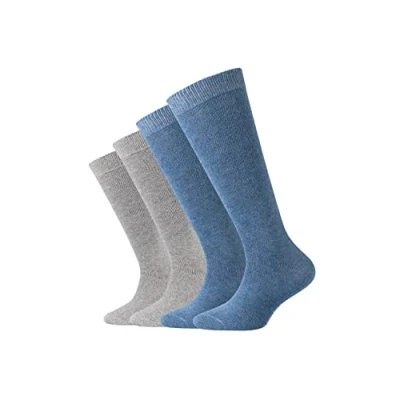 Image of camano SOFT Knee 4 PACK high socks for kids, Size: 6 8.5(K), Denim melange