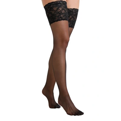 Image of Falke Seidenglatt 15 Denier Stockings Transparent Silky Overtheknee socks, Women&#039;s, Size: 2.5/4, Black