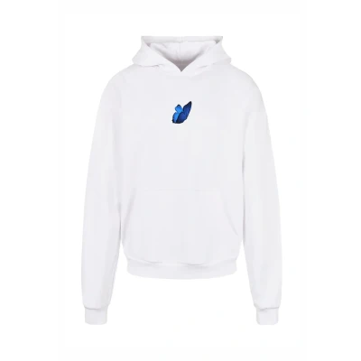 Image of Mister Tee Men&#039;s Le Papillon Heavy Oversize Hoody Hooded Sweatshirt, White, M Plus
