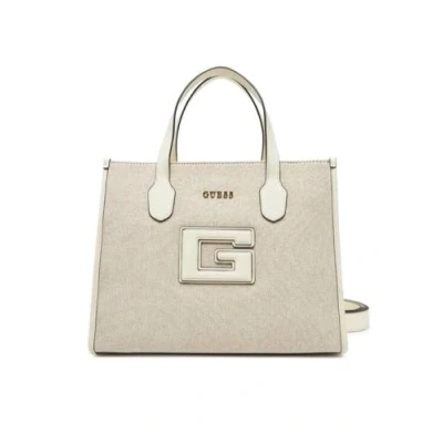 Image of Guess G Status Compartment TOTE Handbag, Women&#039;s, Size: One Size, Natural/off white