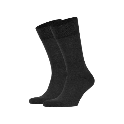 Image of FALKE Herren Happy 2 Pack Socken atmungsaktive Baumwolle verstrkte langlebige Herrensocken ein Allrounder fr Business und Alltag Baumwollstrmpfe einfarbig im Multipack Paar, Grey (Anthracite Melange
