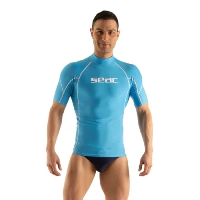 Image of SEAC Unisex Baby RAA Short Evo Man Woman&#039;s Sleeve Rash Vest; UV Swim and Snorkeling Top