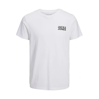 Image of JACK &amp; JONES Men&#039;s Jjecorp Logo Tee Ss O Neck Noos Pls T Shirt, White/Detail: Small Print/Black, 4XL Plus