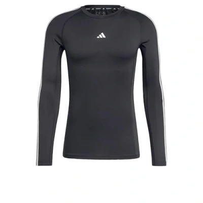 Image of adidas Performance Techfit 3 Stripes Longsleeve Long sleeved top, Men&#039;s, Size: Small, Black