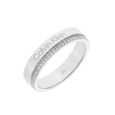 Image of Calvin Klein Minimal Linear Ring silvercoloured, Women&#039;s, Size: 56, Silver/coloured