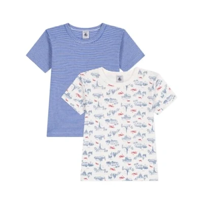 Image of Petit Bateau KIDS 2 PACK Undershirt perse/marshmallow/multicoloured for kids, Size: 10y, Perse/marshmallow/multi coloured
