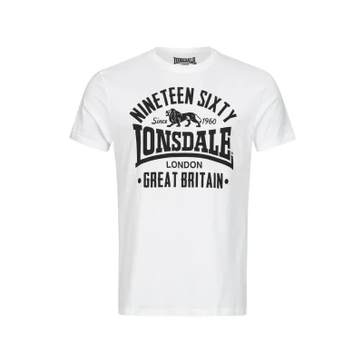 Image of Lonsdale Print Tshirt, Men&#039;s, Size: 4XL, White/black
