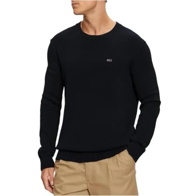Image of Tommy Jeans Men&#039;s Crew Neck Slim Fit Knitted Jumper, Black (Black), XL