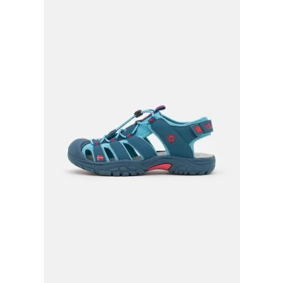 Image of Trollkids KIDS Kvalvika Unisex Walking sandals for kids, Size: 5, Dolphin blue/spicy red Synthetics/textile