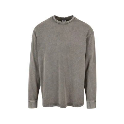 Image of Urban Classics Heavy BOXY ACID WASH Longsleeve Long sleeved top, Men&#039;s, Size: 3XL, Asphalt