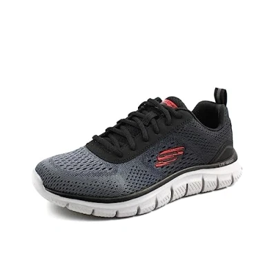 Image of Skechers Men&#039;s Track Ripkent Trainers, Black Mesh Charcoal Trim, 6.5 UK