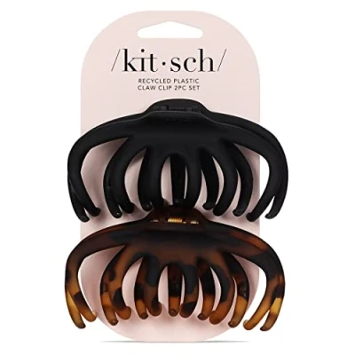 Image of Kitsch Recycled Plastic Octopus Claw Clips Black and Tort (Pack of 2)