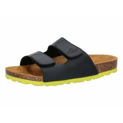 Image of LICO Bioline Sandals for kids, Size: 2.5/3, Black/lemon shoes