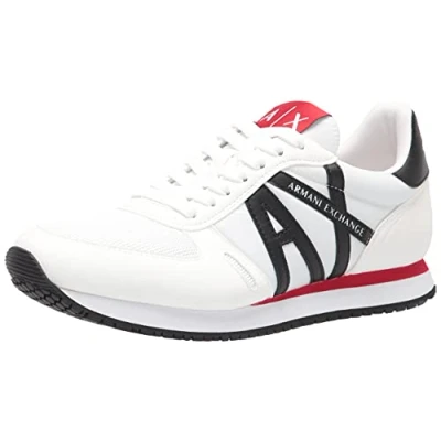 Image of Armani Exchange Trainers, Men&#039;s, Size: 5.5, White/red/blue Imitation leather/ textile