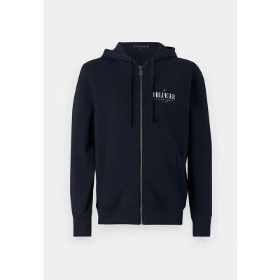 Image of Tommy Hilfiger Stacked Hooded ZIP Unisex Zipup sweatshirt, Size: XS, Desert sky