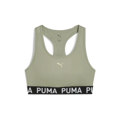 Image of Puma Keeps Elastic Medium support sports bra, Women&#039;s, Size: Medium, Lux army