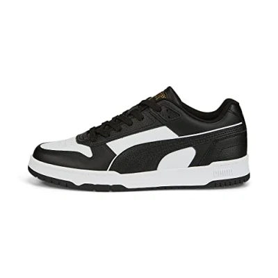 Image of Puma RBD GAME Unisex Trainers, Size: 6, Black/white/team gold leather and imitation