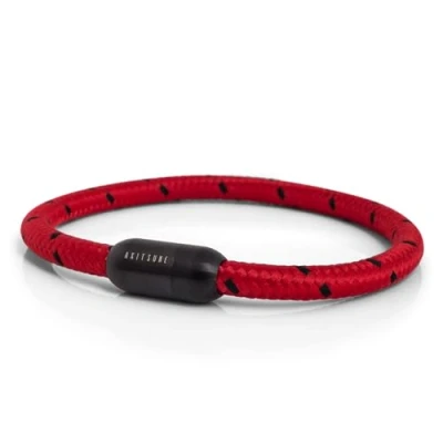 Image of Akitsune Silva Bracelet, Men&#039;s, Size: 7,87&#039;&#039;, Red/black