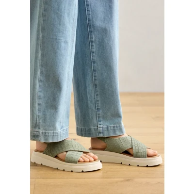 Image of Tamaris Damen Sandalette Leder Keilabsatz TOUCH IT; SAGE STRUCTURE, EU 39