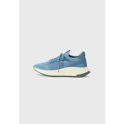 Image of BOSS SLON Trainers, Men&#039;s, Size: 8, Open blue Leather and textile
