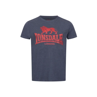Image of Lonsdale Silverhill Print Tshirt, Men&#039;s, Size: XXL, Marl navy/dark red