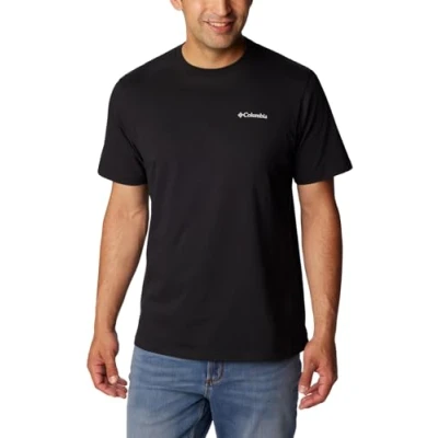 Image of Columbia North CASCADES Short Sleeve TEE Print Tshirt, Men&#039;s, Size: Small, Black