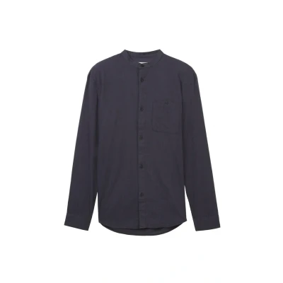 Image of TOM Tailor Denim Structured Shirt, Men&#039;s, Size: Small, Navy herringbone structure