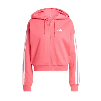 Image of adidas Sportswear Essentials 3STRIPES Zipup sweatshirt Clear pink white, Women&#039;s, Size: Large, white
