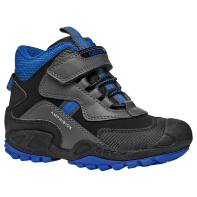 Image of Geox NEW Savage BOY Classic ankle boots for kids, Size: 7K, Dark grey/royal Imitation leather/ textile