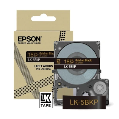 Image of Epson LabelWorks[Metallic Black/Gold 18mm LK 5BKP]tape compatible with LW C410 and C625
