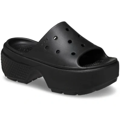 Image of Crocs Stomp Slide Unisex Heeled mules, Size: M7/W8, Black Synthetics