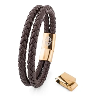 Image of Akitsune Simplicitas Bracelet, Men&#039;s, Size: 8,27&#039;&#039;, Gold brown