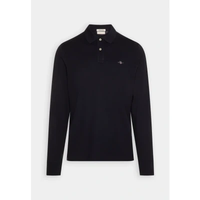 Image of GANT Mens Shield Long Sleeve Pique Rugger Evening, Evening Blue, S