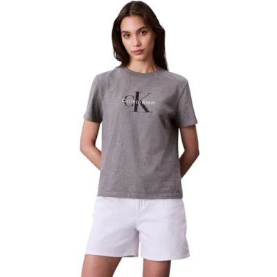 Image of Calvin Klein Print Tshirt, Women&#039;s, Size: XXS, Med grey heather
