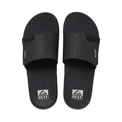 Image of Reef Fanning Slippers, Men&#039;s, Size: 5, Black silver Textile/synthetics